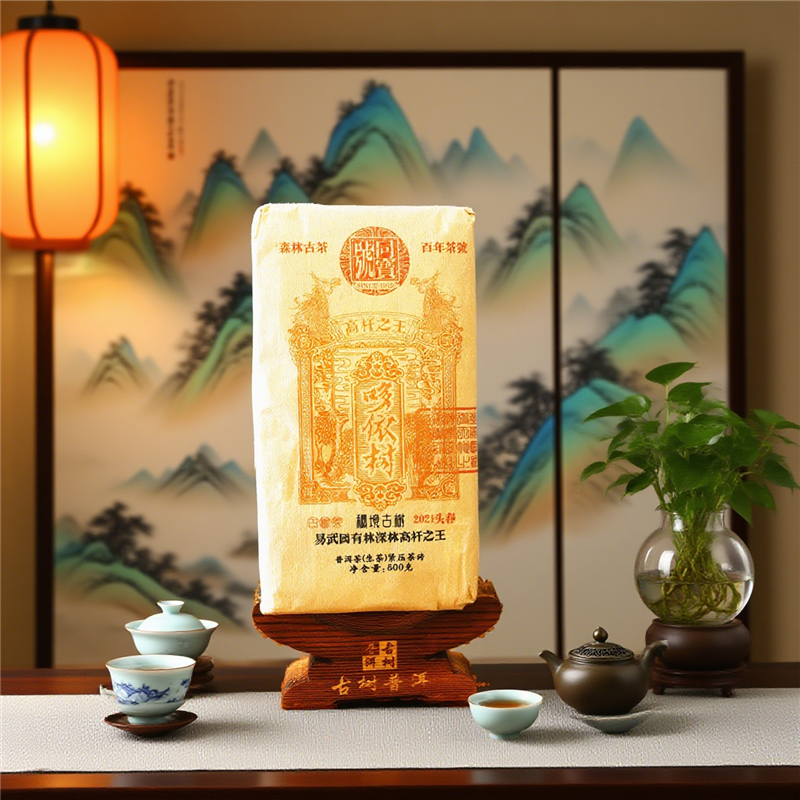 Chinese tea Eco Organic Ancient Tree Tea Duo Yi Shu (Wild Pear Tree) Loose-Pressed Brick Raw Pu-erh